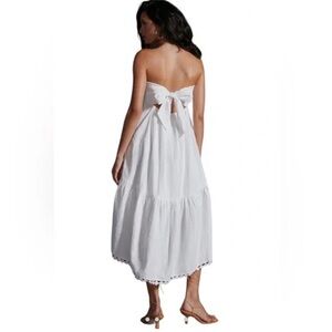 ANTHROPOLOGIE Maeve White boho high low tiered dress removable strap, Large